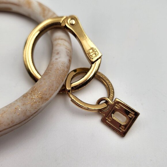 OVenture White & Gold Marbled Silicone Bracelet Key Ring With Gold Hardware READ - Picture 2 of 9